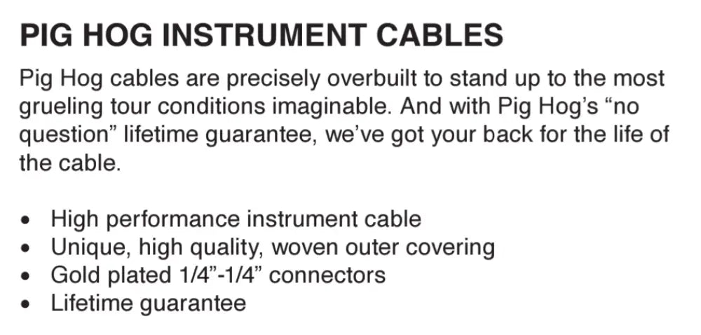 Pig Hog 10ft Right-Straight Instrument Cable