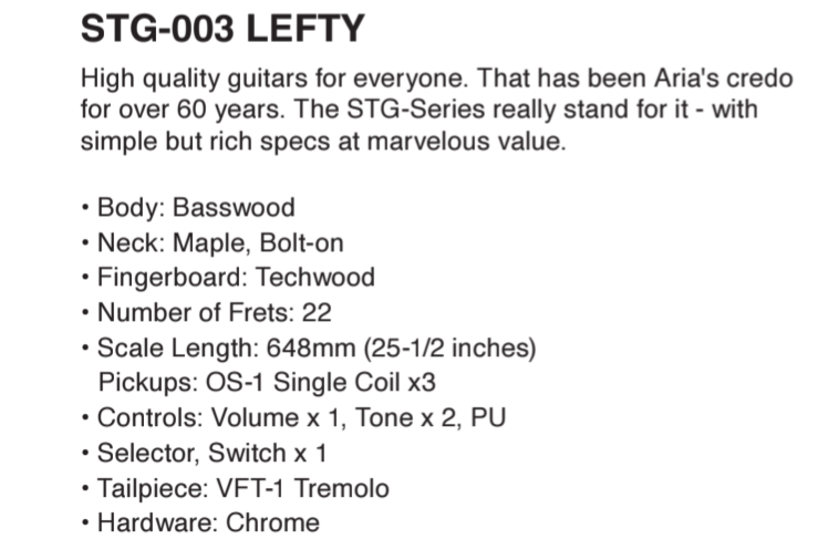 Aria Pro II STG-003 Lefty