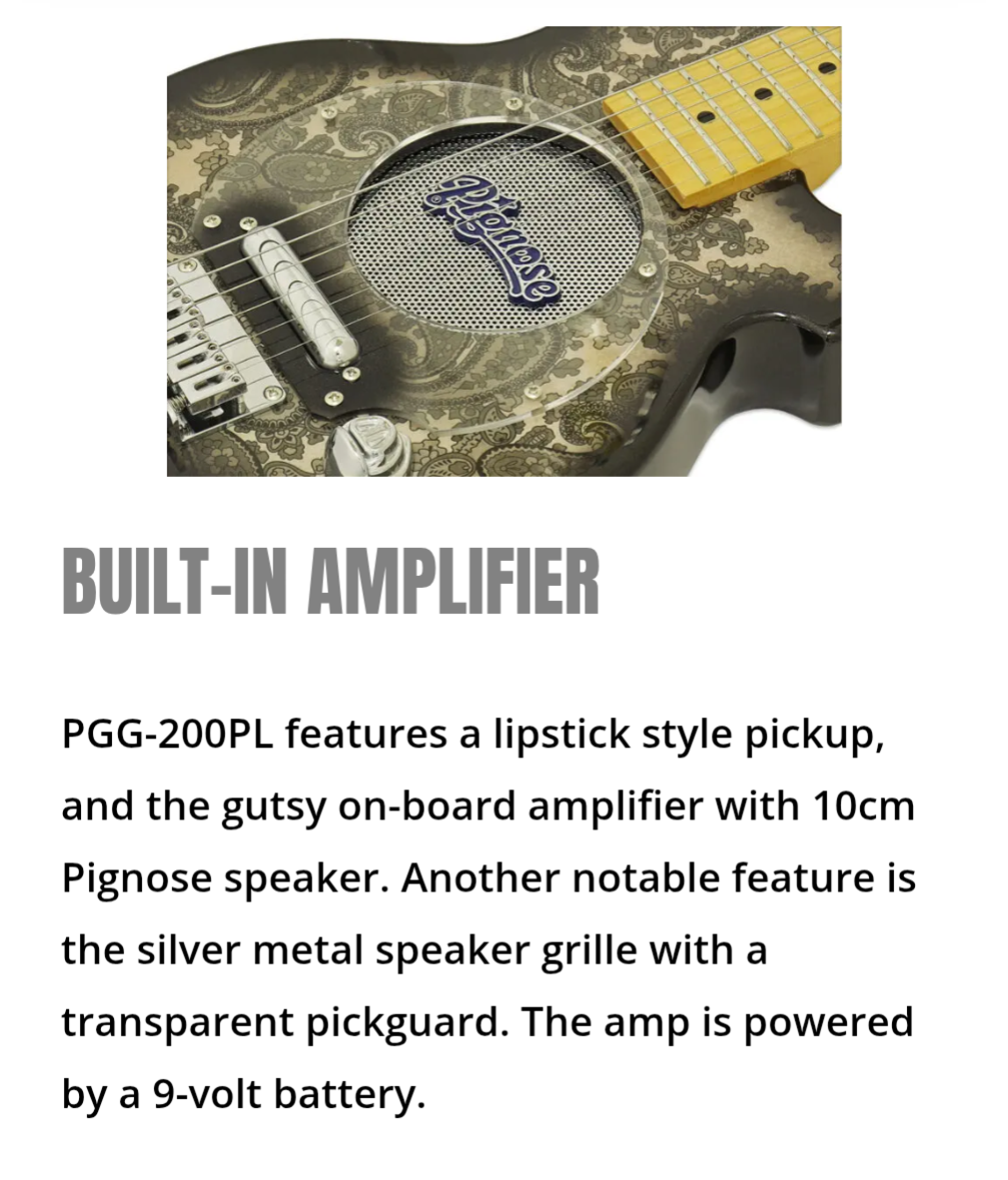 Pignose PGG-200PL Travel Guitar w/built in Amp